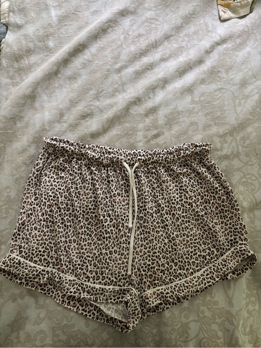 Leopard Print Women's Sleep Shorts - Beige/Brown
